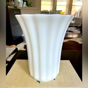 Vintage | Milk Glass Vase | Fluted Tall White Glass Vase | Orchid Planter Pot